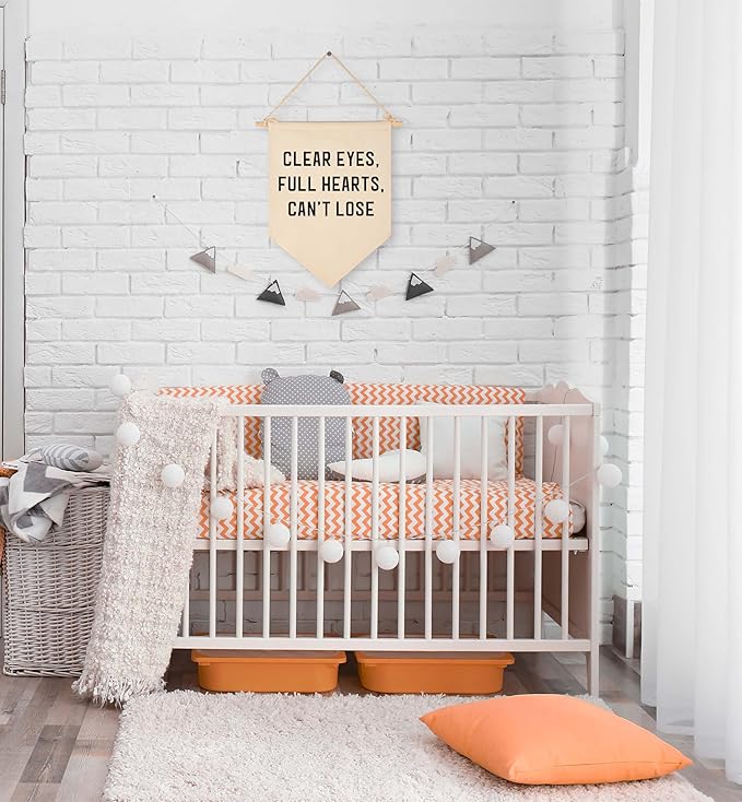 Canvas Banner Flag Sign Pennant Poster Wall Decor Gift for Baby Boy Girl Kid Nursery Homeschool Baby Room Bedroom Playroom Reading Room Door-Clear Eyes Full Hearts-Birthday Christmas Gift