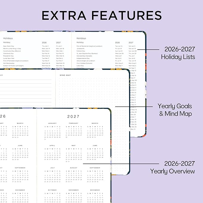 And Per Se Undated Planner – A5 Weekly & Monthly Goal Planner for 72 Weeks (1.5 Years) – Hardcover with Monthly Tab Stickers, Back Pocket & Habit Tracking (Garden Flowers)