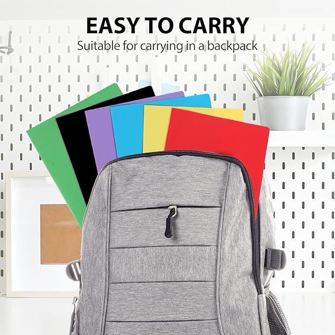 Plastic Folders with Pockets, 6 Pack Document Folders with Business Card Slot, 2 Pocket Folders Back to School Supplies for Kids, Office