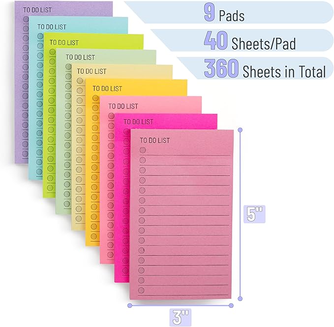 Mr. Pen- to Do List Sticky Notes, 3"x5", 360 Sheets, Assorted Colors, to Do List Notepad, Lined Sticky Notes, Stocky Notes for Bible Journaling