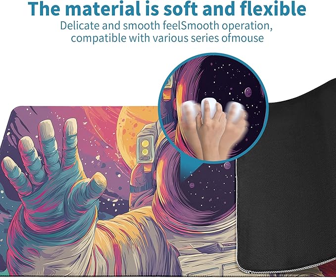 Astronaut Mouse Pad Desk Mat XL Extended Large Gaming Desk Pad Mousepad, Wave Your Hand Computer Laptop Keyboard and Mouse Mat, Desktop Protector Mat for Office and Home 31.5x11.8 in