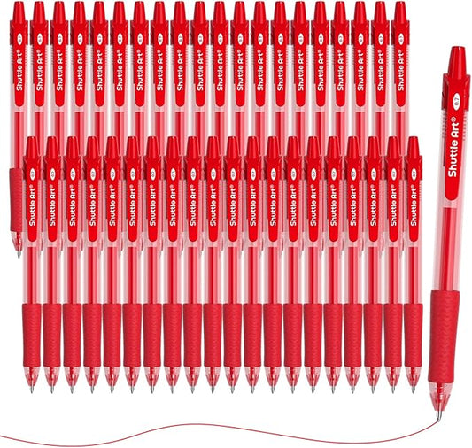 Shuttle Art Red Gel Pens, 40 Pack Retractable 0.7mm Medium Point Rollerball Red Ink Pens Smooth Writing with Comfortable Grip for Writing Journaling Taking Notes Office School Home