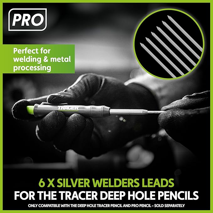 Tracer Pro 2.8mm Silver Welders Leads, Heavy Duty Welding Leads for Construction Pencil 6-Pack - Designed for Tools and Welding, Includes Storage Case for Carpenter Pencil Marking ALPW1