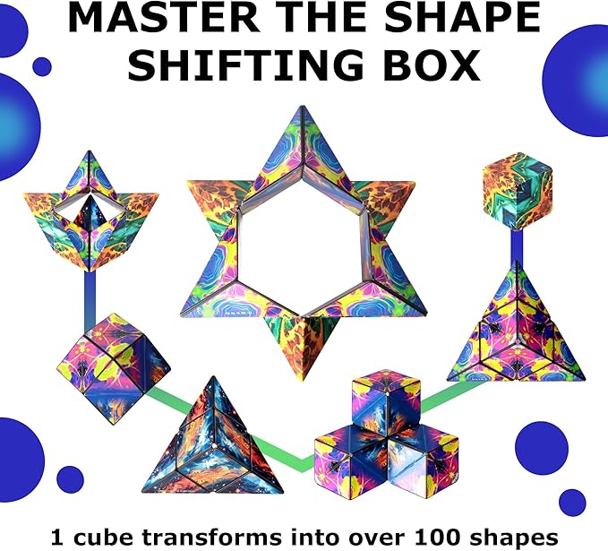 Shashibo DODECA Shape Shifting Box - Award-Winning STEM Fidget Toy with Ultra Strong Magnets - Puzzle Cube Transforms Into 100+ Shapes, Perfect Sensory Gift for Kids, Teens, and Adults (Infinity)