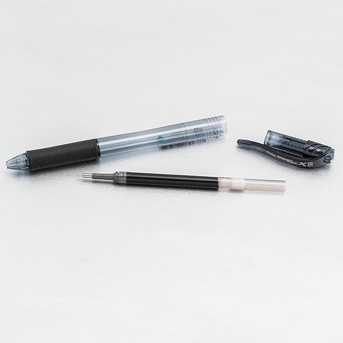 Pentel EnerGel-X Retractable Liquid Gel Pen, 0.5 mm, Black, Pack of 24