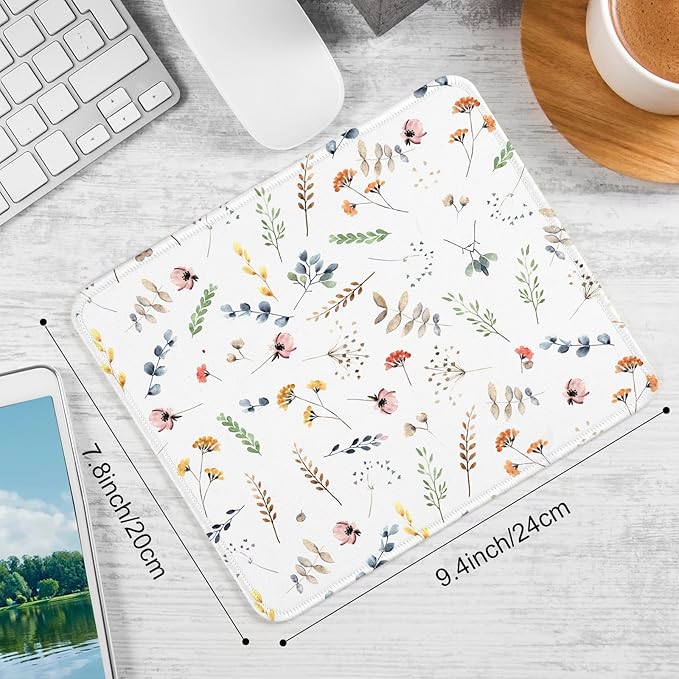 Flower Square Mouse Pad,Non-Slip Rubber Base Mouse Pad,Home Office Decoration Desktop Accessory,Laptop Mouse Pad for Office Laptops,9.4x7.8x0.12inch 8