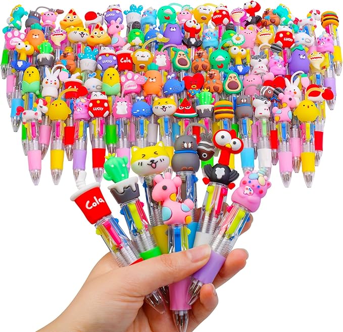 80Pcs Mini Multicolor Pens in One 4-in-1 Cute Pens Bulk, Ballpoint Pen for Birthdays and Parties, Fun Gifts Assorted Ink Kawaii Pen