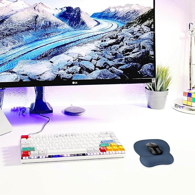EooCoo Ergonomic Mouse Pad with Wrist Support, Mousepad with Memory Foam Wrist Rest and Non-Slip Base for Computer, Cafe, Home & Office, 9.64 x 8.26 in Office Desk Accessories