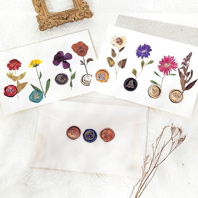 320PCS Pre-Cut Floral Stickers Set Small Flower Decal Journal Stickers PET Flower Sticker for Adult Card Making Letters DIY, Double Blade Line-Easy to Peel