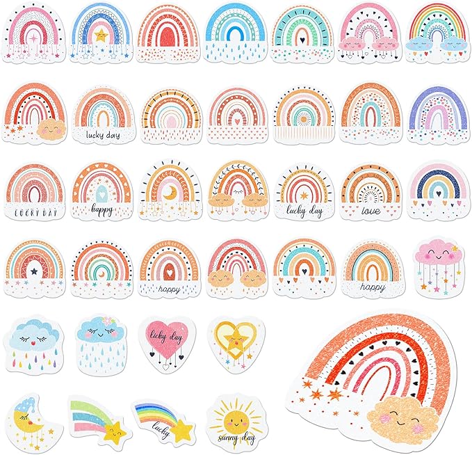 36 Pcs Anxiety Sensory Stickers Strips Adhesive Textured Mental Health Calm Stickers Mindfulness Fidget Decals Stress Anxiety Relief Items for Therapy Office Desk(Boho Style)