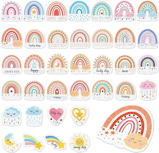 36 Pcs Anxiety Sensory Stickers Strips Adhesive Textured Mental Health Calm Stickers Mindfulness Fidget Decals Stress Anxiety Relief Items for Therapy Office Desk(Boho Style)
