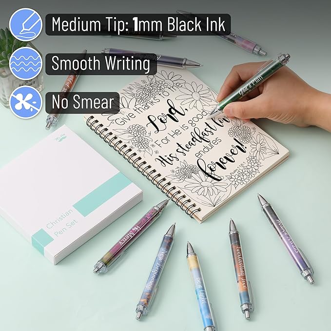 Mr. Pen- Christian Pen Set, 10 Pack, Nature Faith, Black Ink, Bible Verse Pens for Women, No Bleed Through, Ballpoint, Inspirational
