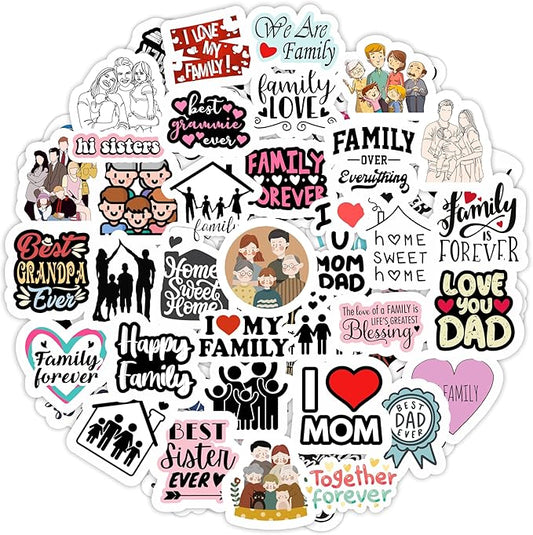 BulbaCraft Family Stickers for Water Bottle and Laptop - Family Party Supplies & Decorations, Waterproof Vinyl Decals, Home and Love Stickers, Gifts for Women & Men