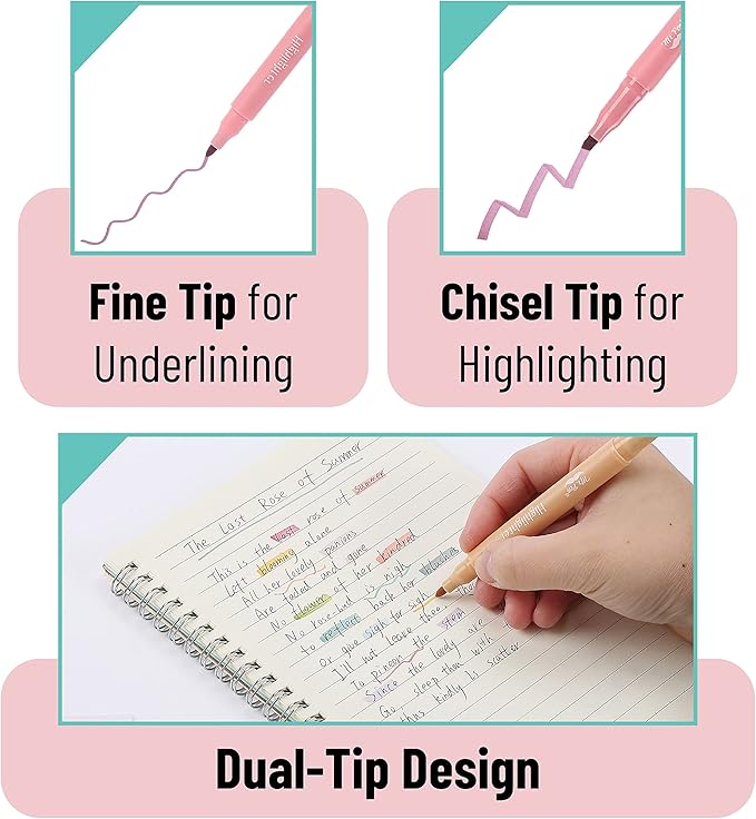 Mr. Pen- Dual Tip Highlighters, 16 Pack, Fine & Chisel, Cute Highlighters Assorted Colors, Dual Tip Markers
