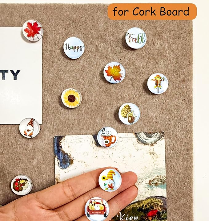 Thumb Tacks 24Pcs Thanksgiving Decorative Pushpins for CorkBoard,Bulletin Board Tacks,Feature Wall, Cubicle,Office Desk or Home Decor(Fall Theme)