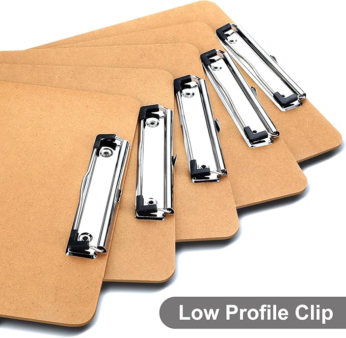 Wood Clipboards 40 Pack, Letter Size Hardboard Clip Board 8.5x11 for Classroom, Students, Kid, A4 Standard Size 9" x 12.5" with Low Profile Clip, Office & School Supply