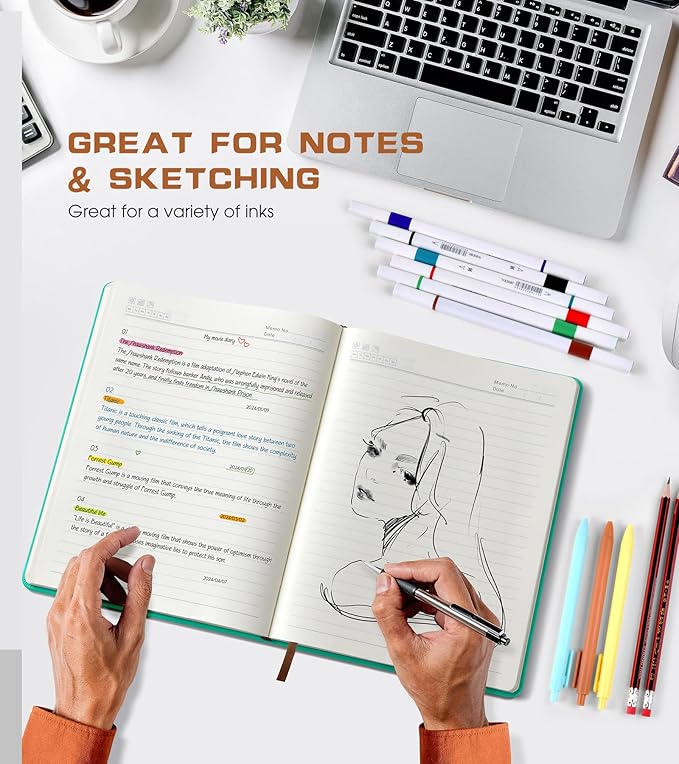 Lined Journal Notebook for Women Men,256 Pages B5 Large Hardcover Leather Journals for Writing,Travel,Business,Work & School,College Ruled Notebooks for Note Taking,Diary Notepad 7.8"×10.2"