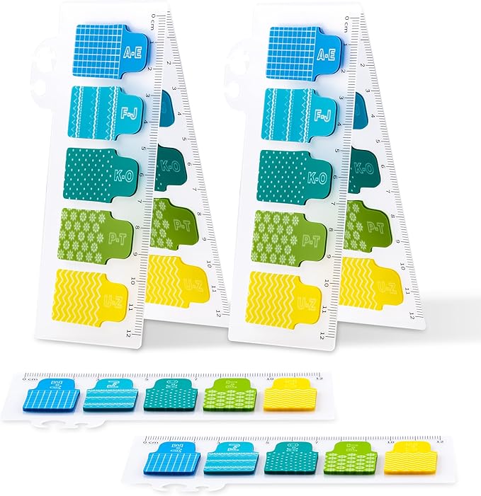 Golcellia Sticky Tabs for Notebooks 600 Pcs 5-Pattern Page Markers with Letter Index Flags, Book Tabs for Binders Bible Study Office School Supplies