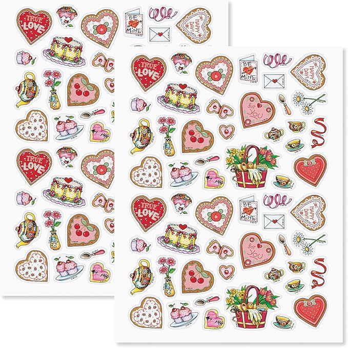 Current Mary Engelbreit Valentine Sticker Variety Pack - 2 Sheets, 112 Assorted Stickers for Kids, Teachers, School, Scrapbooking, Journals, Monthly Planners, Calendars, Crafts & Greeting Cards