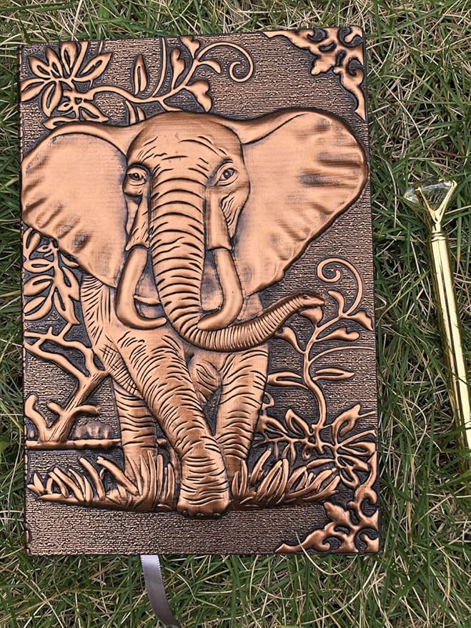 Elephant Journal,Leather Writing Journal Notebook ,A5 Lined Journal,200Pages,Personal Diary-Antique Handmade Embossed Daily Notepad Sketchbook,Travel Diary&Notebooks to Write in,Gift for Men&Women