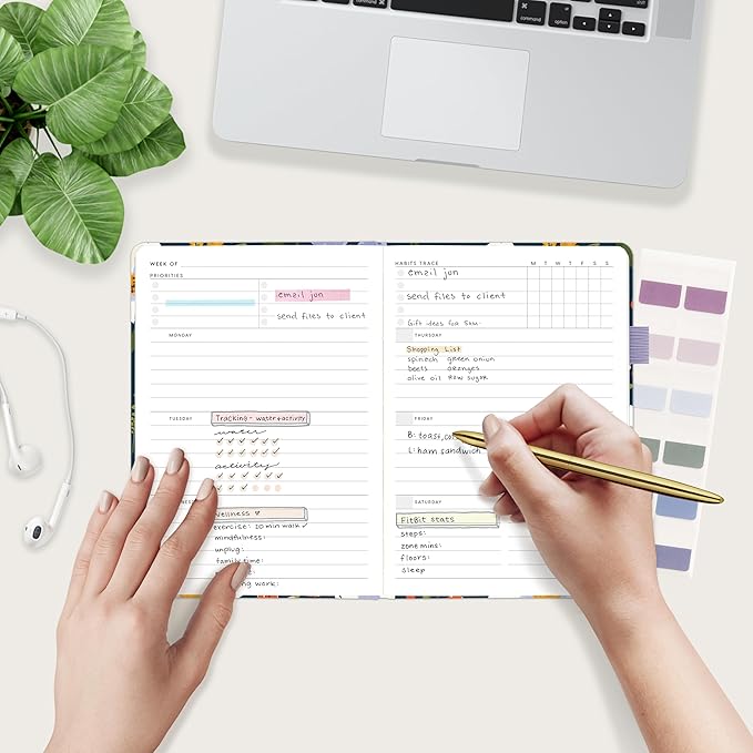 And Per Se Undated Planner – A5 Weekly & Monthly Goal Planner for 72 Weeks (1.5 Years) – Hardcover with Monthly Tab Stickers, Back Pocket & Habit Tracking (Garden Flowers)
