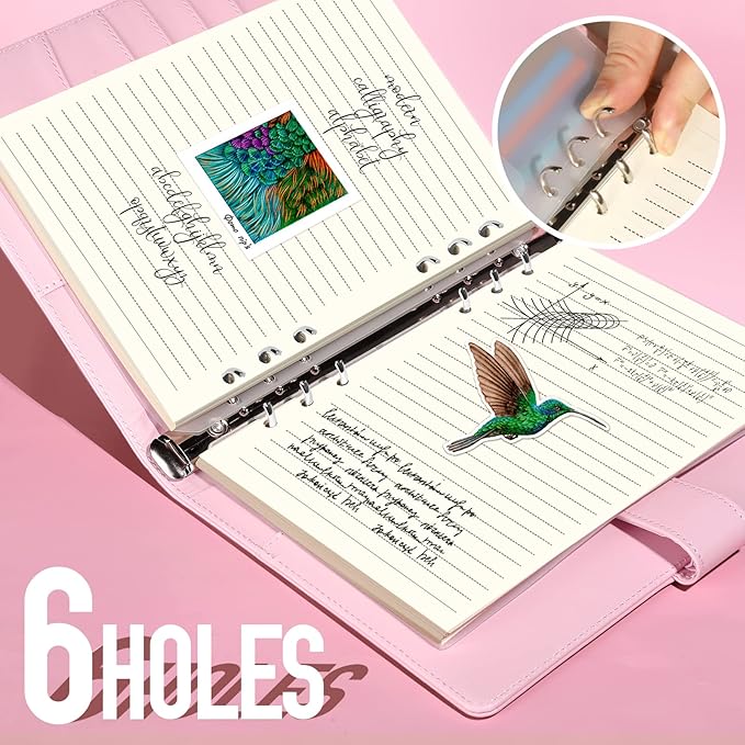 LEOBRO A5 Paper, Planner Inserts for A5 Binder, 5.5 x 8.5 Lined Paper with Binder Pockets, for Refillable Notebook, Journal, Planner Refills