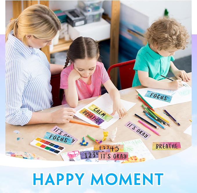 36 Pcs Sensory Strips Infinity Rainbow Anxiety Mindfulness Stickers Adults Stress Breathing Stickers Fidget Adhesives Rough Textured Tape for Classroom Desk Office Computer(Stylish)