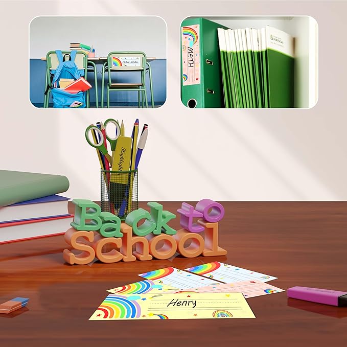 Name Tags for Classroom Cubbies, 30 Rainbow Name Plates for Desks, Back to School Self Adhesive Name Tags Sticker for Teachers Elementary - A05