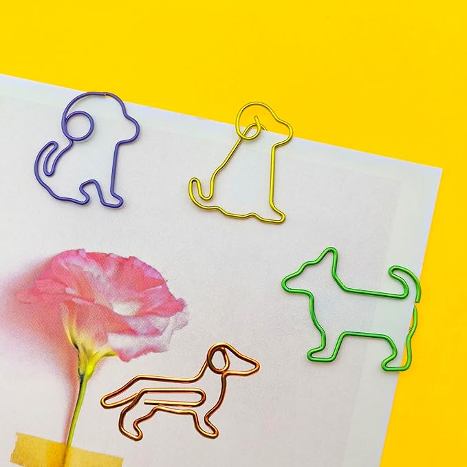 Cute Paper Clips Dog Shaped Decorative Bookmark Clips, Funny Gifts for Dog Lovers Coworkers Women, 60 PCS