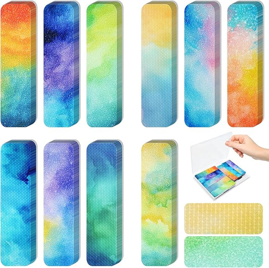 90PCS Sensory Stickers – 2 Textured Surface, Storage Box Included – Sensory & Calming Strips for Office, Classroom Desk, Teachers, Adult Stickers for Anxiety Relief, Stress (Watercolour)