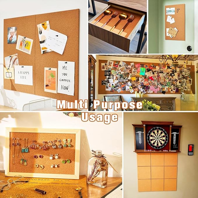 Large Cork Board Roll 72" x 48", 1/4" Thick Non-Adhesive Corkboard Bulletin Board Sheet for Walls/Office, ZHIDIAN 6' x 4' Premium Frameless Natural Cork Board for DIY Projects