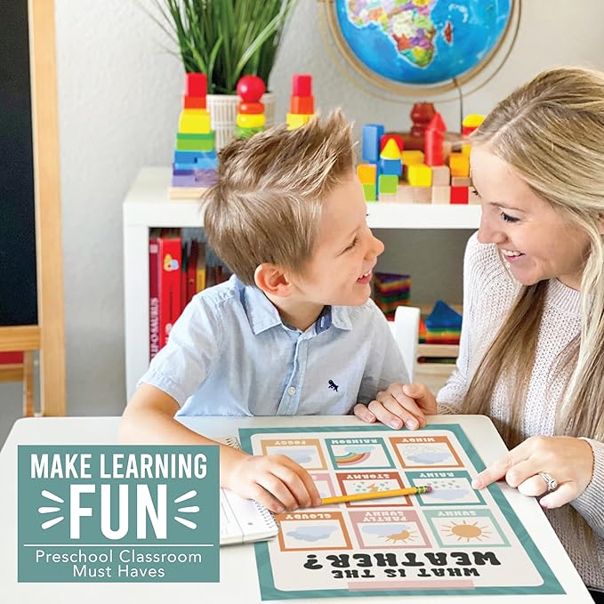 Hadley Designs 16 Educational Posters for Classroom Decor - Learning Posters for Toddlers 1-3, Alphabet for Classroom Wall, Daycare Essentials, Homeschool Posters Preschool, Retro Playroom Decor