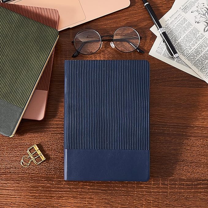 Lined Journal Notebook for Work College Ruled Note Book 5.79"x8.27" A5 PU Leather Daily Journaling 216 Pages for Women Men Writing Home School Supplies Business (Khaki)