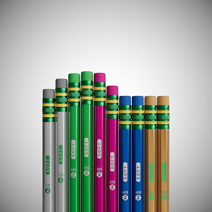 Ticonderoga Wooden Pencils, Pre-Sharpened, #2 HB Soft, Metallic Colors, 10 Count