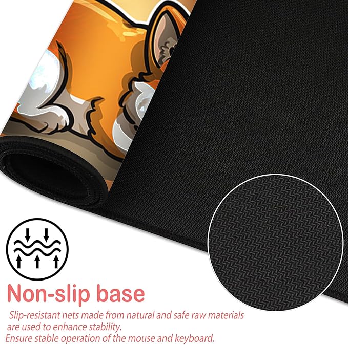 Nuxovilar Professional Large Mouse Pad & Computer Game Mouse Mat (35.4x15.7IN, Corgi with Laptop Art) (90 * 40cm Corgi with Laptop)