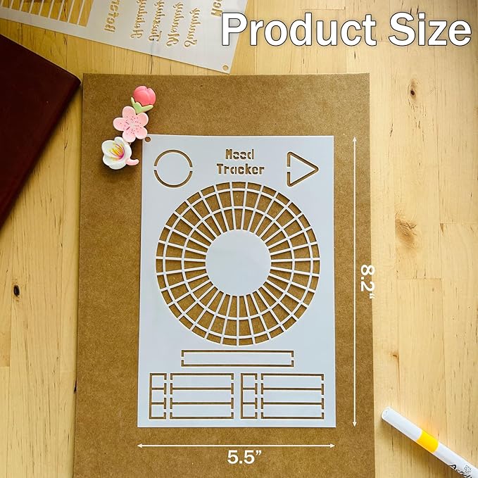 Journal Stencils, 14 PCS A5 Plastic Reusable Multi-Functional Tracker & Planner Stencils for Dotted Journals, Easily to Track Your Daily Life and Create Custom Layout for Dot Journal Notebook