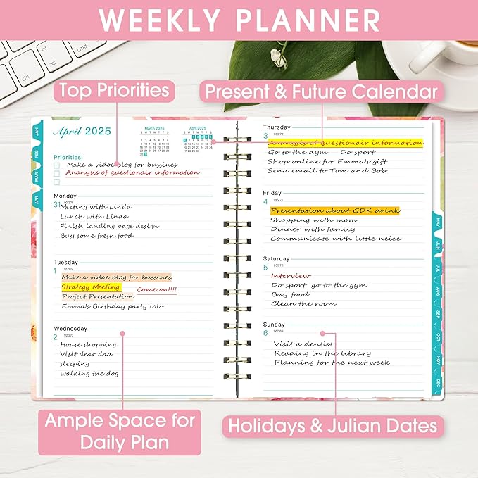 Ymumuda 2026 Planner, Daily Weekly Monthly Planner, 2026 Calendar Planner (Jan 2026 - Dec 2026), 8.4" x 6.3", Teacher School Student Work Agenda with Tabs, Ideal for School Office Supplies