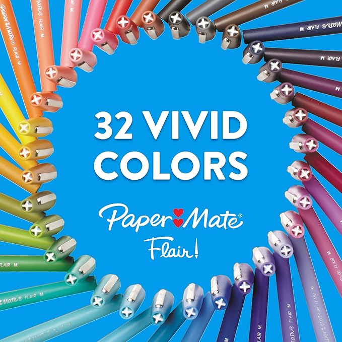 Paper Mate Flair Felt Tip Pens Medium Point 0.7 Millimeter Marker Pens Back to School Supplies for Teachers & Students Assorted Colors 24 Count