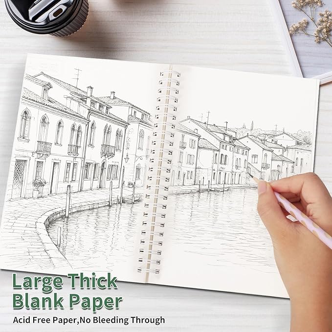2Pcs Blank Spiral Notebook,Inspirational Gifts A5 Hardcover Sketch Book,Art Sketchbook for Drawing, Unlined, Plain Sketch Book for Women Men Work Writing,160 Pages (2, Blank Page Pink)