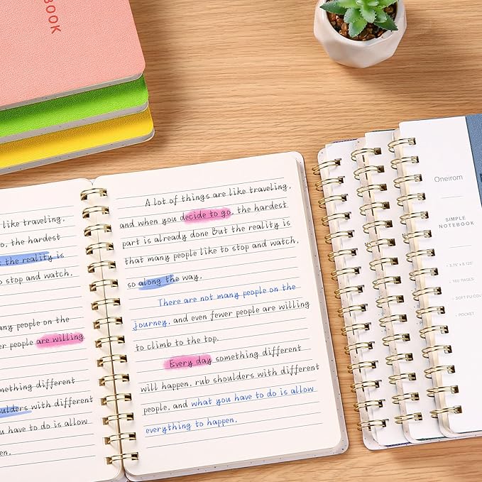 Spiral Notebook-5.75" x 8.125" College Ruled Journal with Inner Pockets and 160 Pages,PU Leather Cover Business Journal, Twin-Wire Binding Notebook Perfect for Office & Home School Supplies 6 pack Navy Blue