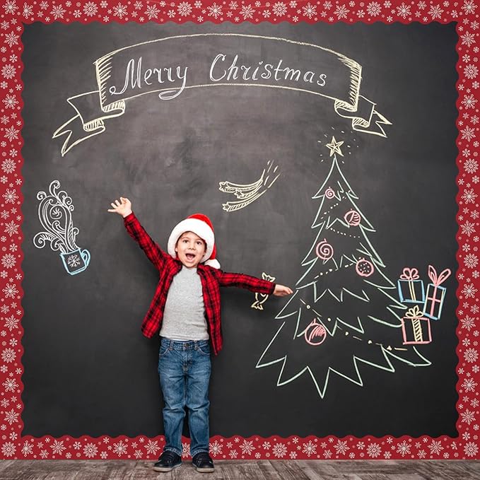 2 Rolls Winter Snowflake Bulletin Board Borders, 65.6 Ft Snowflake Scalloped Border Trim for Winter Christmas Office School Classroom Wall Chalkboard Decor