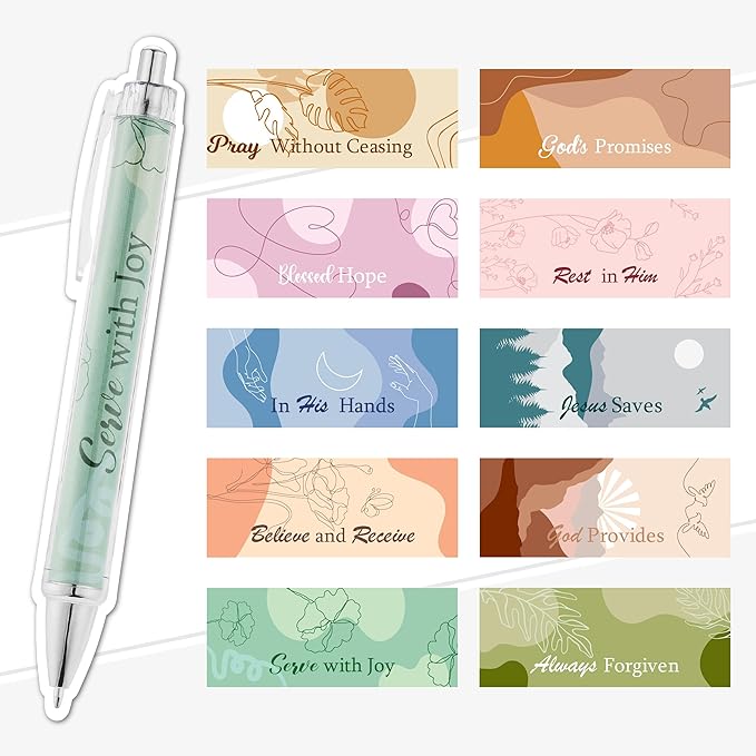 Mr. Pen Christian Pen Set, 10 Pack, Black Ink, Bible Verse Pens, Ballpoint Pens