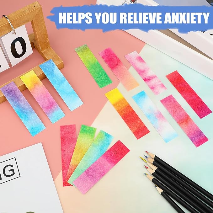 Fulmoon 140 Pcs Anxiety Sensory Stickers Adhesive Textured Sensory Strips Stickers Calming Fidget Anxiety Relief Items for Office Desk Adult Relieve Stress
