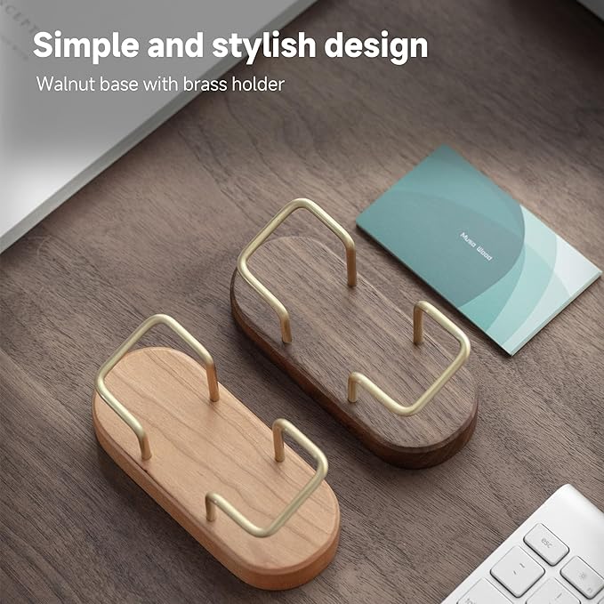 muso wood Business Card Holder for Desk, Wooden Creative Business Card Display for Desk, Wood Business Card Stand for Office, Tabletop (Cherry 1pack)