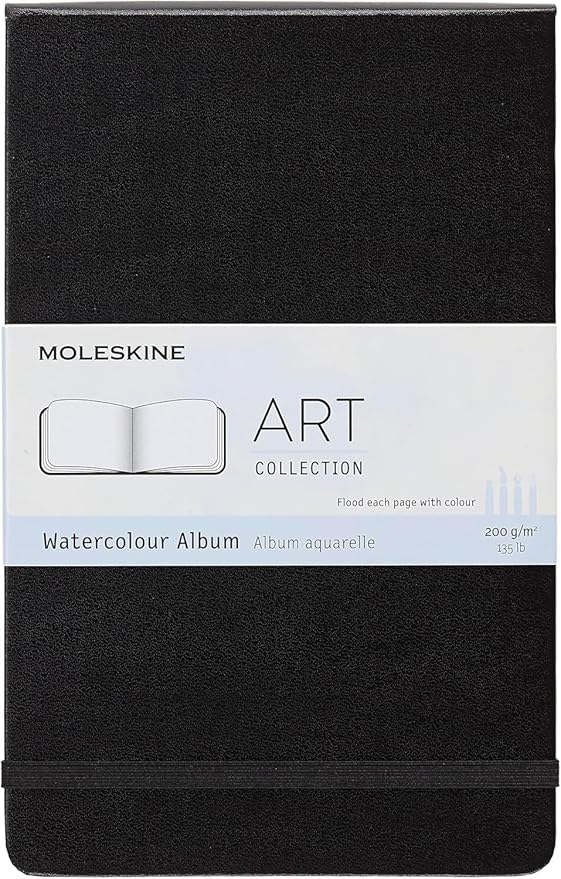 Moleskine Art Watercolor Album, Hard Cover, Large (5" x 8.25") Plain/Blank, Black, 72 Pages