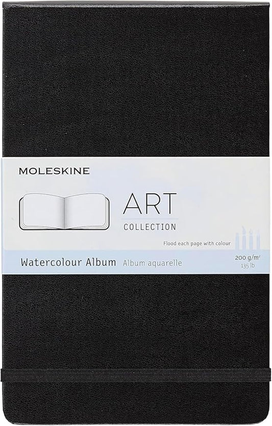Moleskine Art Watercolor Album, Hard Cover, Large (5" x 8.25") Plain/Blank, Black, 72 Pages