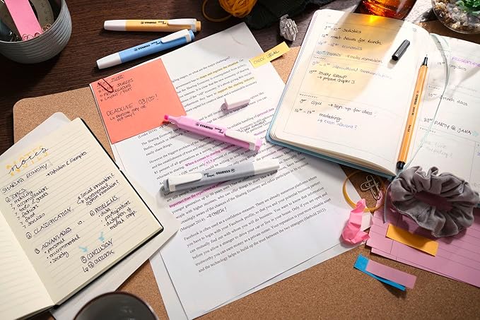 STABILO Highlighter swing cool Pastel - Pack of 8 - Assorted Colors, Portable, Clip Closure, Office + School Supplies