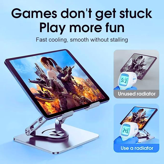 Wireless City Universal Tablet Stand for iPad with 360 Rotating Base, Foldable Adjustable Holder for Drawing, Compatible with iPad (6-13In) Pro/Air/Mini and More (Gray)