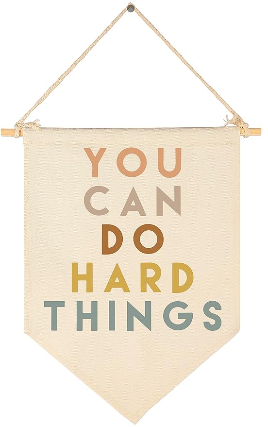 Classroom Wall Decor,Inspirational Classroom Quotes,Teacher Gift,Canvas Hanging Pennant Flag Banner Wall Poster Sign-You Can Do Hard Things-Positive Growth Mindset Quotes for Playroom Homeschool