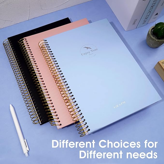 FLYING EAGLE 8.5 x 11 Large Graph Notebook Journal Spiral Graph Grid Notebook 210 Pages Hardcover Notebooks Engineering Paper Notebook Graphing Notebook for Men Women, Blue